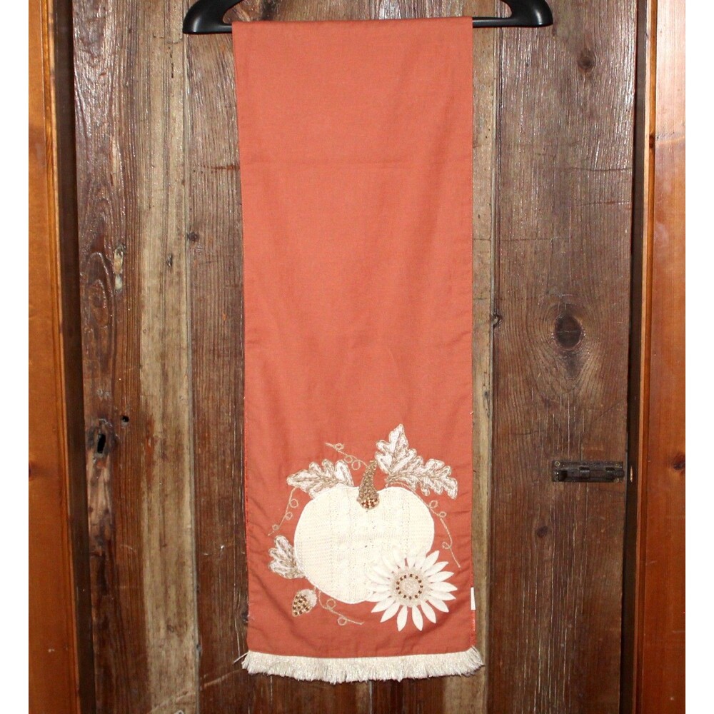 Pier 1 Imports Table Runner Fall Floral orange white seeds 70"